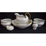 A Shelley opal lustre wash set, comprising wash jug and bowl, toothbrush holder,