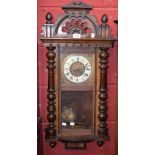 A mahogany cased Vienna type wall clock, Roman numerals,