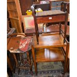 A 20th century bamboo framed octagonal occasional table; an early 20th century mahogany piano stool,