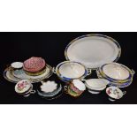 A W H Grindley Art Deco part dinner set, including a pair of lidded tureens, oval meat platters,