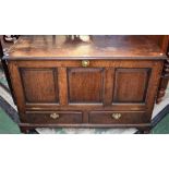 A late 18th/early 19th century oak blanket chest,