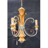 A retro painted three branch ceiling light