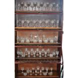 Glassware - a set of six cut glass wine glasses; other cut glass stemware, tumblers,