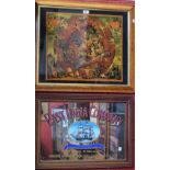 Advertising - an East India Company mirror, framed; a reverse print on glass, Hemisphæ,