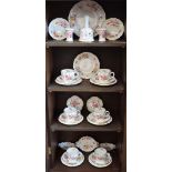 A Royal Crown Derby Posies pattern part tea set, for six, comprising cups,