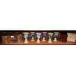 A set of six Boscastle Pottery water goblets,