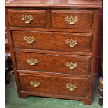 A 20th century chest, rectangular top above two short and three long drawers, bracket feet,