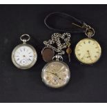 Watches - a Victorian silver open face pocketwatch, Francis, Leek, ornate silvered floral dial,