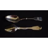 A pair of George III silver serving spoons,