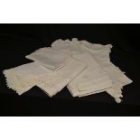 Textiles - Irish linen hand embroidered top sheets and pillowcases; others,