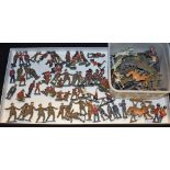 Toys and Juvenalia - a quantity of Britains and other lead soldiers, ships, animals, etc,