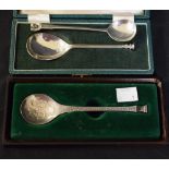 A silver spoon, cherub finial, Dryad Metal works, Birmingham 1932; a silver seal top spoon,