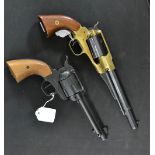 Weaponry - a replica blank firing Western New Army 9mm revolver, brass body, wooden grip,
