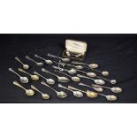 A quantity of silver and white metal teaspoons, mustard spoons,