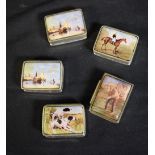 A novelty pill box, lid depicting racing horse, stamped 925; another,