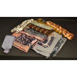 Textiles - scarves vintage Duggie, Jigsaw, Jacqmar silk, marbled silk, etc,