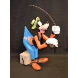 A large Disney Shop display model Goofy fishing, printed marks,