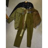 Militaria - a 1949 issue battle dress uniform, comprising jacket, trousers and shirt, cap,