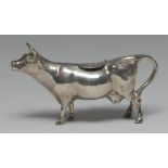 A continental silver cow creamer, hinged cover, 14.