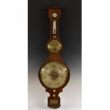 A substantial early Victorian country house rosewood combination barometer and timepiece,