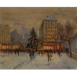 Michael Crawley Christmas, Boston America signed, watercolour,