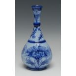 A Moorcroft Cornflower pattern bottle vase, tube lined with large flowerheads and foliage,