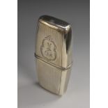 A Victorian silver lozenge-shaped cigar case, engine turned overall, push-fitting cover, 12.