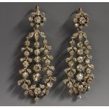 A pair of late 19th century articulated diamond chandelier droplet earrings,