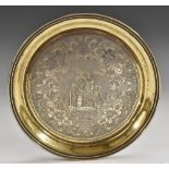 A Russian silver-gilt circular card waiter,