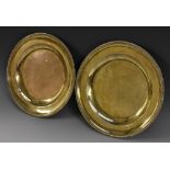 A pair of George III silver-gilt circular dessert plates, gadrooned borders, 24cm diam,