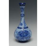 A Moorcroft Cornflower pattern bottle vase, tube lined with large flowerheads and foliage,