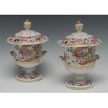 A pair of Chamberlain Worcester campana shaped two handled tureens and covers,