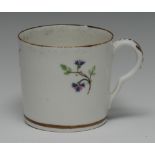A Pinxton coffee can, painted with cornflower sprigs in polychrome enamels,