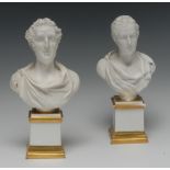 A pair of Samuel Alcock & Co porcelain portrait busts, of Arthur Wellesley,