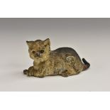 An Austrian cold-painted bronze, of a cat, 8cm wide,