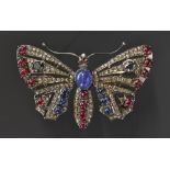 A multi gemstone butterfly brooch,