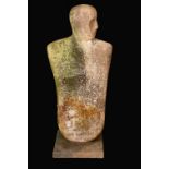 Modernist School (20th Century), Abstract Torso, carved limestone, slate plinth,