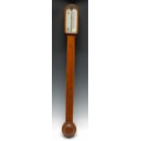 A Victorian oak stick barometer, 7cm register inscribed Pastorelli & Rapkin Ltd, 46 Hatton Garden,