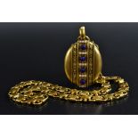 A 19th century gold coloured metal fancy link locket pendant necklace,