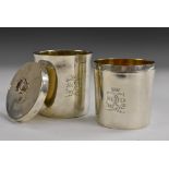 A pair of George III silver travelling beakers,