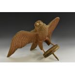 Folk Art - a softwood bird decoy, carved as a bird of prey, its wings outstretched,