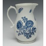 A Worcester bulbous jug, mask spout, decorated with flower sprays and insects, 18.