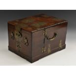 A 19th century Chinese hardwood metamorphic rectangular dressing box,