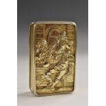 A substantial George III silver-gilt rounded rectangular table snuff box,