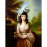 English School (19th century) The Feathered Hat, portrait of a young lady,