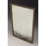 A George V silver rectangular easel dressing table mirror, bead-and-reel border, bevelled plate, 32.