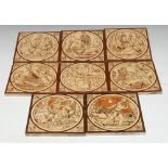 A set of six Victorian Minton Arts and Crafts Arthurian Legends tiles, designed by John Moyr Smith,