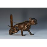French School (19th century), a brown patinated animalier bronze, of a bulldog,