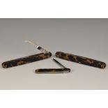 Medical - a set of three 19th century steel and tortoiseshell folding dental implements,