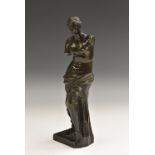 Grand Tour School (19th century), a dark patinated bronze, Venus de Milo, after the antique,